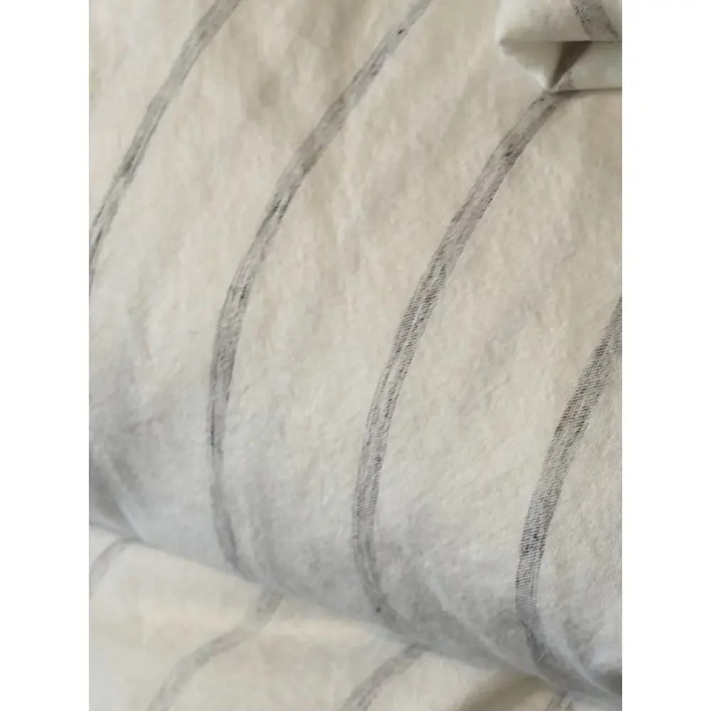 West Elm Organic Cotton Sheet Set KING Simple Stripe White Gray 7 Pc Bedding